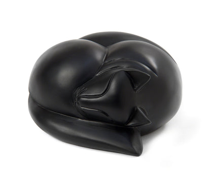 Sleeping Cat Memorial Urn in Timber or Black Resin