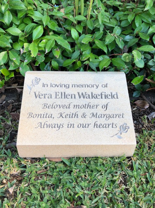 Headstone in Sandstone with Natural Engraving