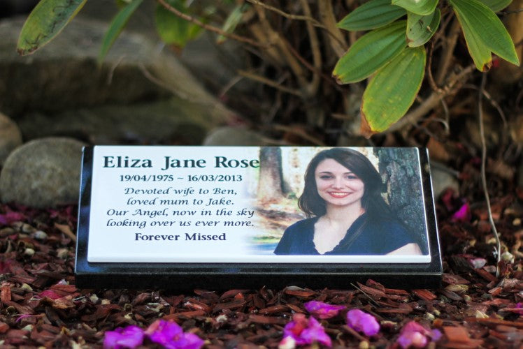 Photo Enamel Stainless Steel Plaque Mounted On Granite Base