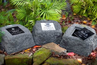 Artifical Stone Urn With Granite Plaque