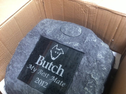 Artifical Stone Urn With Granite Plaque