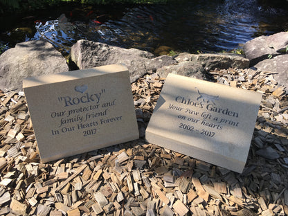 Pet Headstone in Sandstone with Natural Engraving