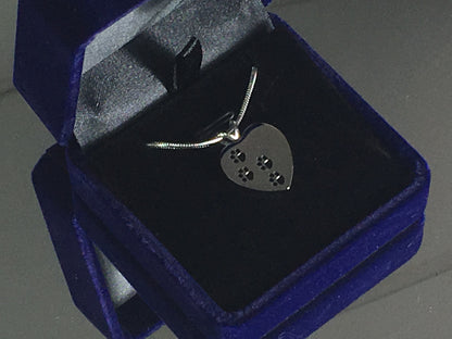 Cremation Jewellery - Heart with Double Paws Design