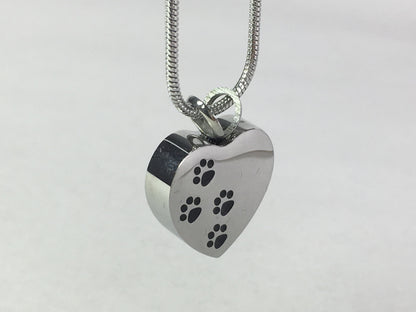 Cremation Jewellery - Heart with Double Paws Design