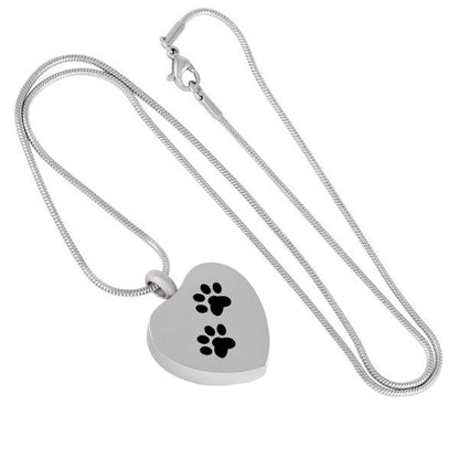 Cremation Jewellery - Heart with Double Paws Design