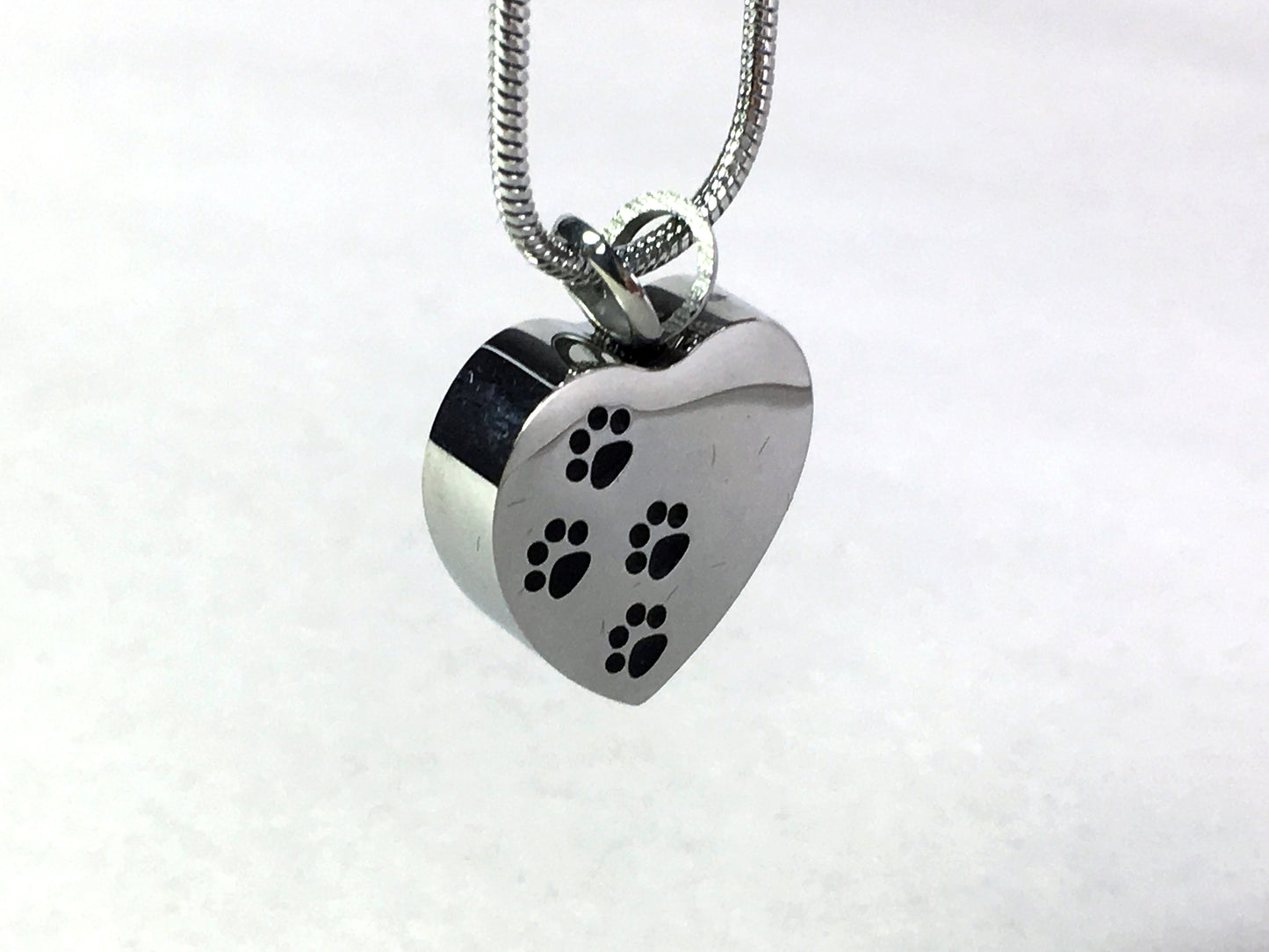 Cremation Jewellery - Heart with Double Paws Design