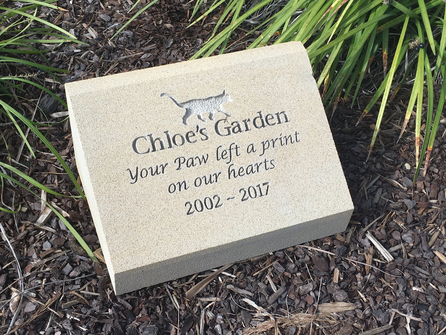 Pet Headstone in Sandstone with Natural Engraving