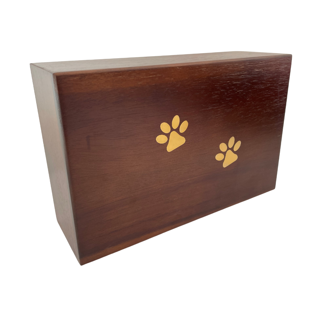 Timber Pet Urn with Paw Prints