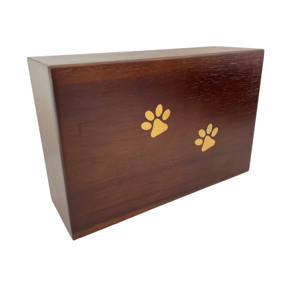 Timber Pet Urn with Paw Prints