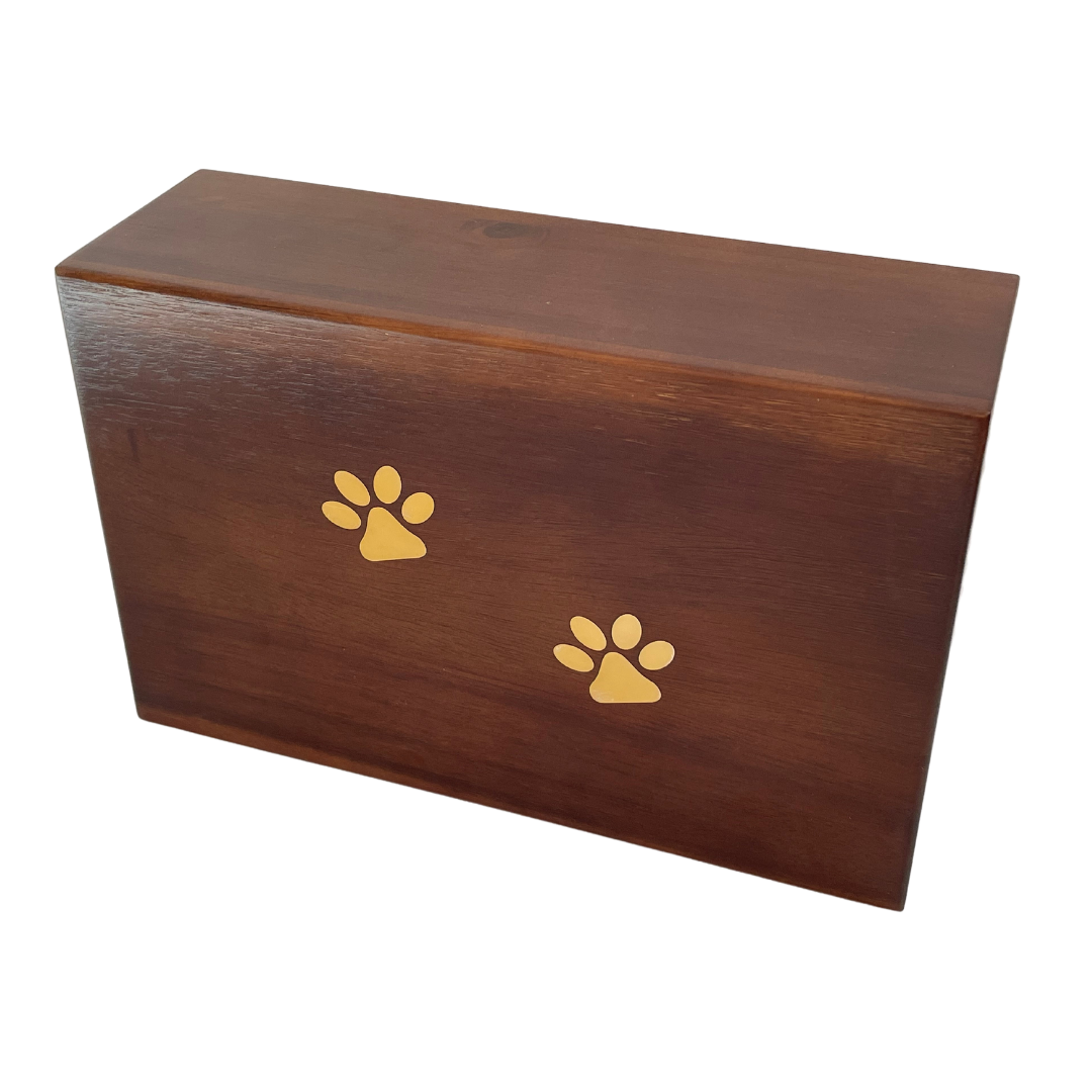 Timber Pet Urn with Paw Prints