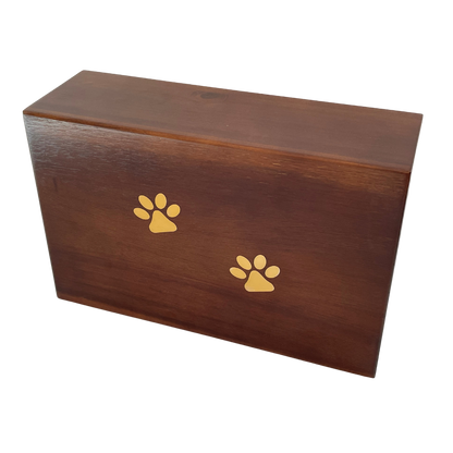 Timber Pet Urn with Paw Prints