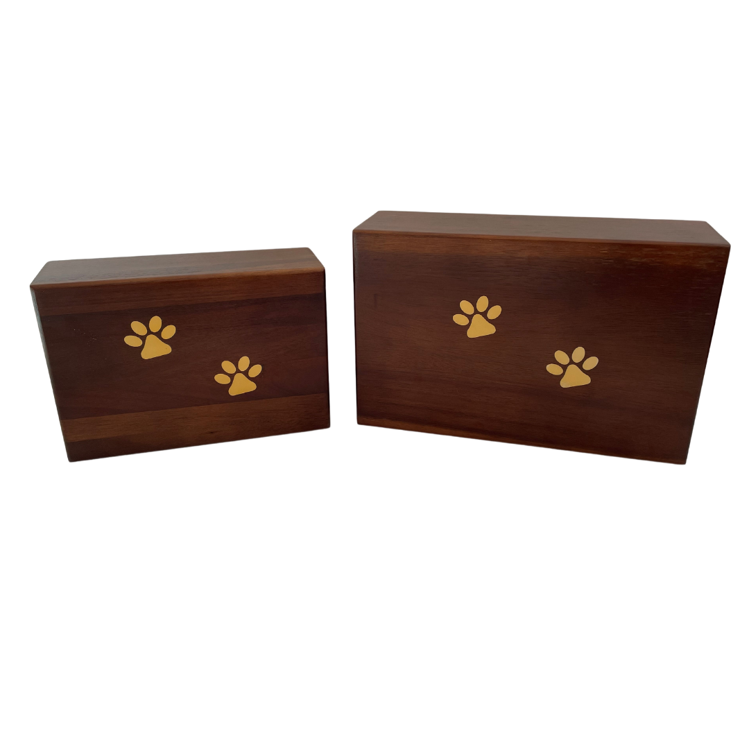 Timber Pet Urn with Paw Prints