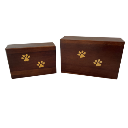 Timber Pet Urn with Paw Prints