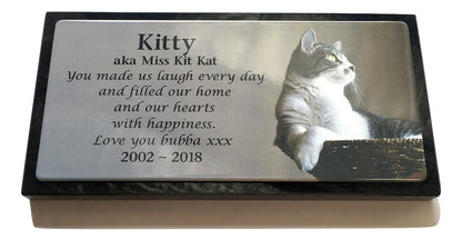 Photo Enamel Stainless Steel Pet Plaque Mounted On Granite Base