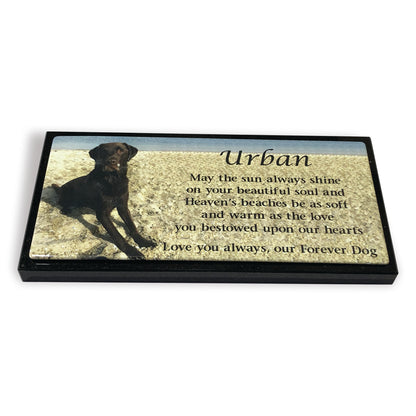 Photo Enamel Stainless Steel Pet Plaque Mounted On Granite Base