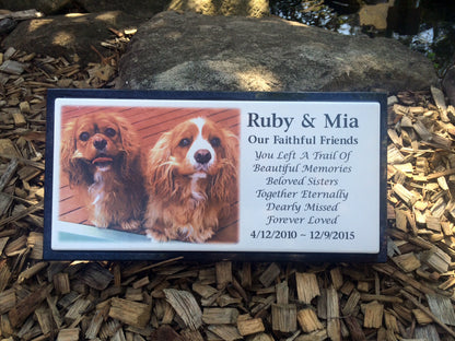 Photo Enamel Stainless Steel Pet Plaque Mounted On Granite Base