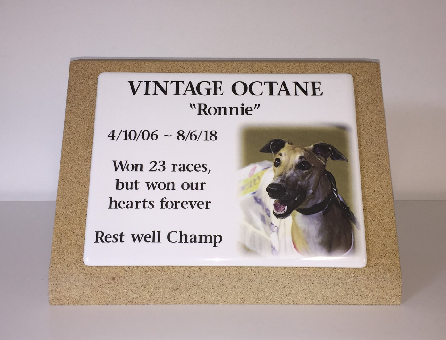 Pet Headstone in Sandstones with Photo Ceramic plaque