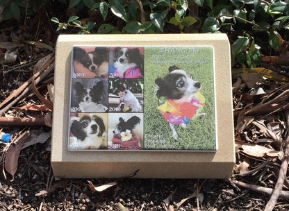 Pet Headstone in Sandstones with Photo Ceramic plaque